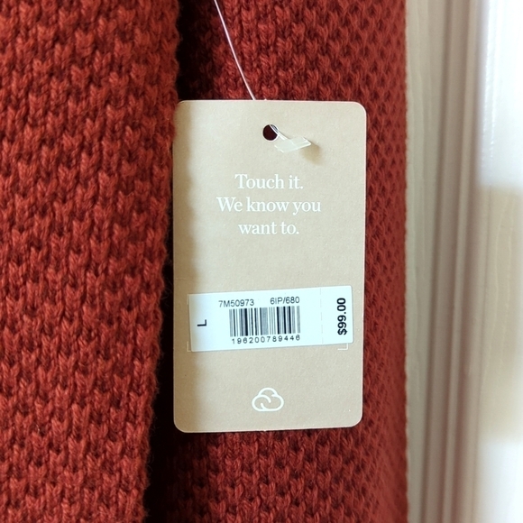 Lucky Brand Cloud Soft Cashmere Blend Classic Knit Henley Sweater Terra Cotta L - Picture 6 of 12